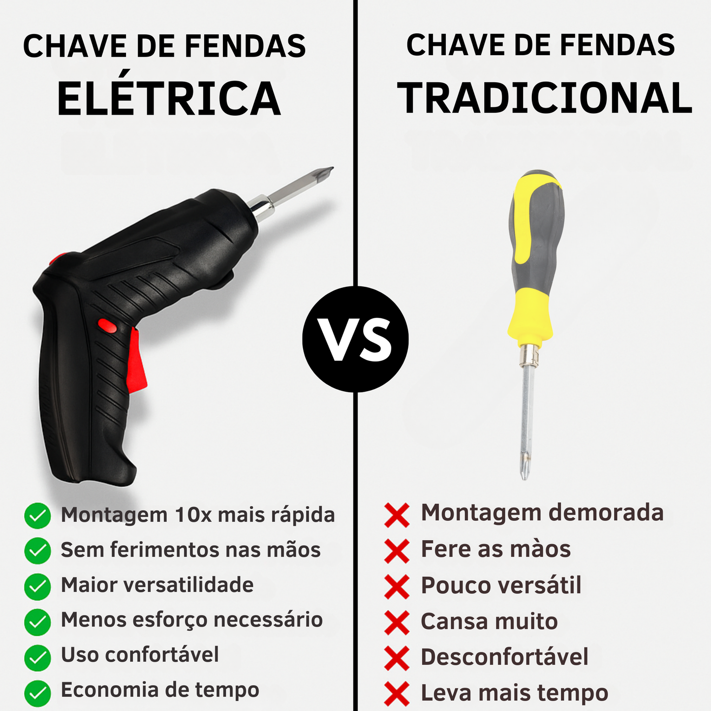 Chave de Fendas Elétrica Recarregável Multifuncional