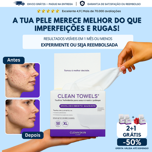 Toalha limpa anti-idade e imperfeições – Clean Towels®